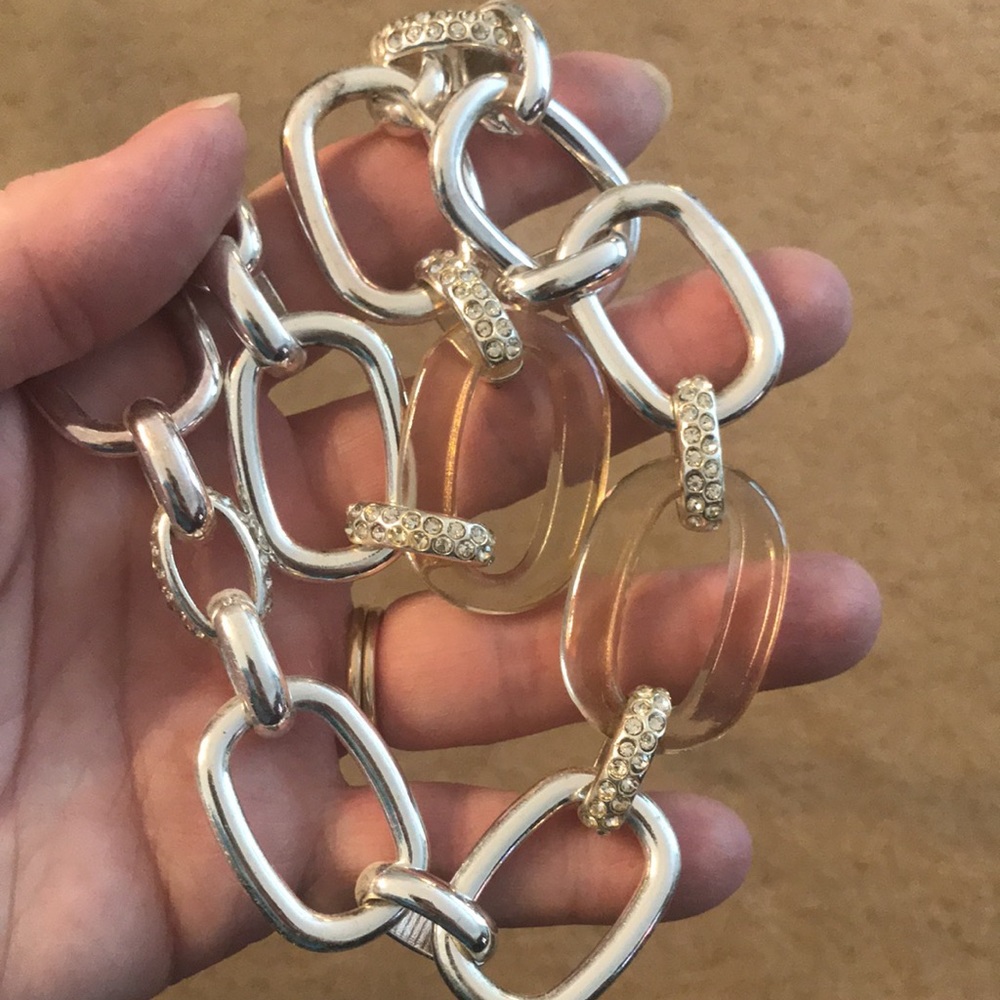 Chunky Link Statement Necklace with Bling - Picture 8 of 8